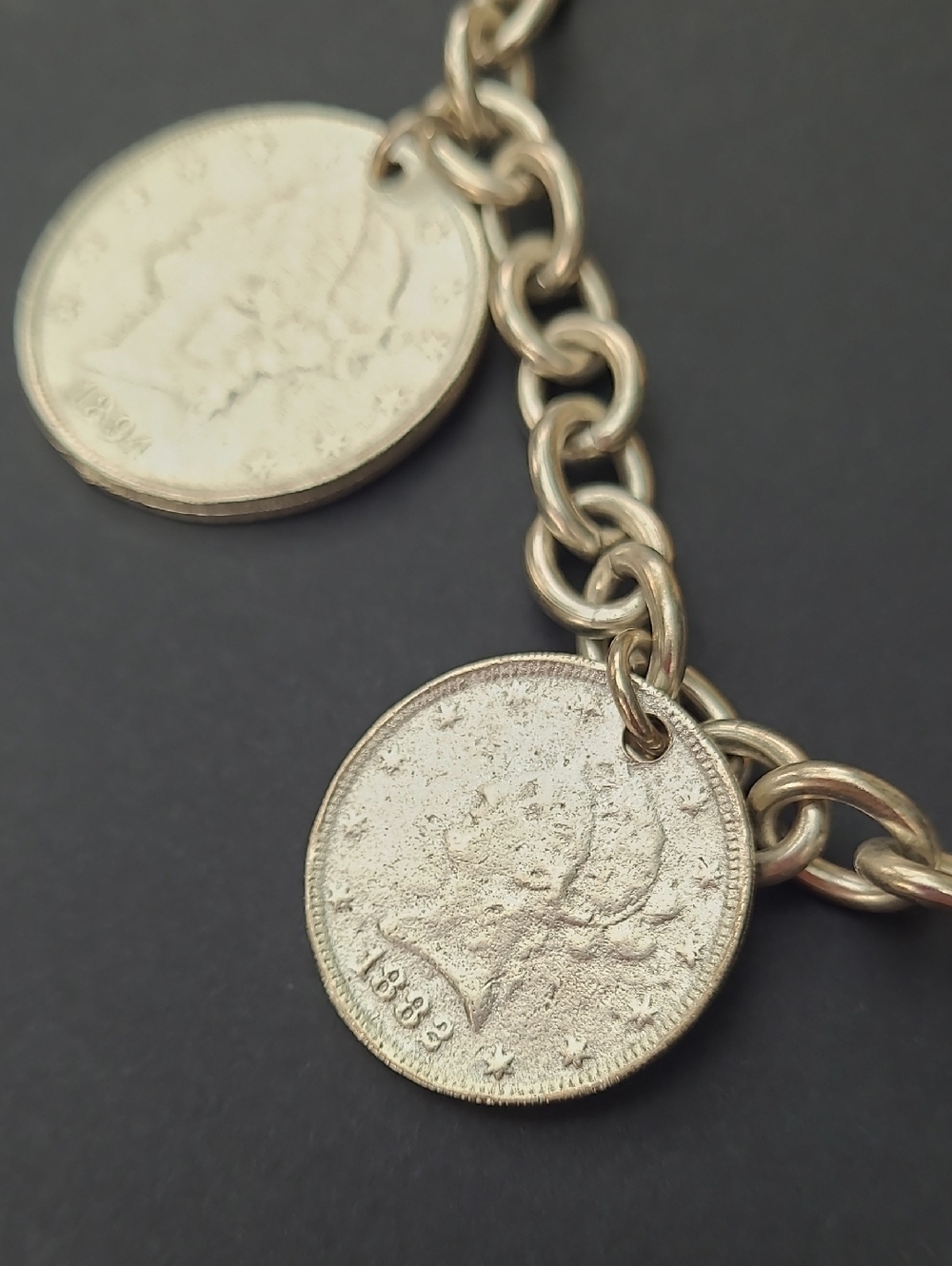 Yochi Silver-Tone Coin Charm Necklace with Dangling Medallions - Picture 7 of 9